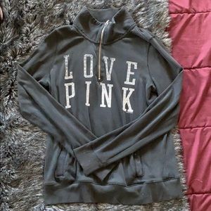 PINK quarter zip black sweatshirt